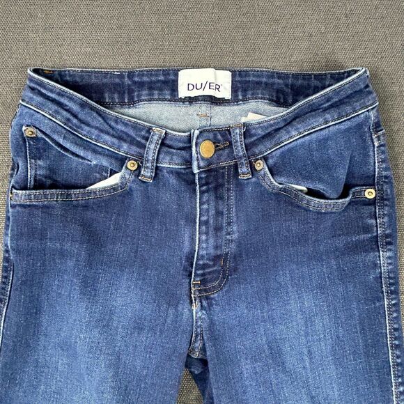 DU/ER Performance Jeans Womens 26x32 Slim Straight Mid Rise Stone Dark Stretch - Picture 5 of 13